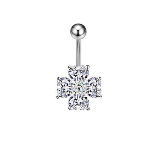 Brass Belly Ring   with 304 Stainless Steel Unisex & micro pave cubic zirconia Sold By PC