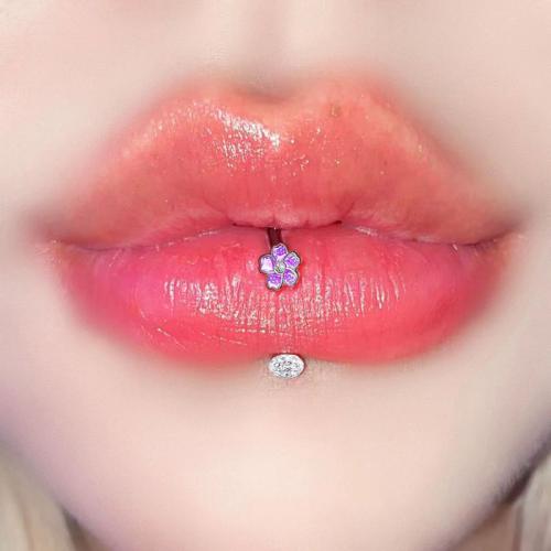 Stainless Steel Lip Ring 304 Stainless Steel plated Unisex & micro pave cubic zirconia & enamel Sold By PC