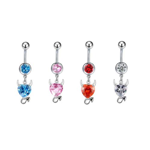 Stainless Steel Belly Ring 304 Stainless Steel plated micro pave cubic zirconia & for woman Sold By PC