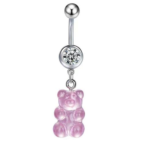 Stainless Steel Belly Ring 304 Stainless Steel with Acrylic plated micro pave cubic zirconia & for woman Sold By PC