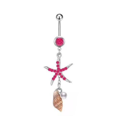 Rustfrit stål Belly Ring, 304 rustfrit stål, med Plastic Pearl, forgyldt, forskellige stilarter for valg & Micro Pave cubic zirconia & for kvinde, flere farver til valg, Solgt af PC