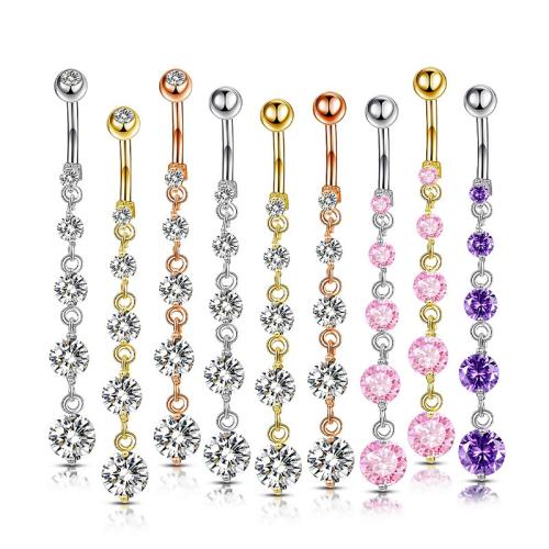 Stainless Steel Belly Ring 304 Stainless Steel plated Unisex & micro pave cubic zirconia Sold By PC