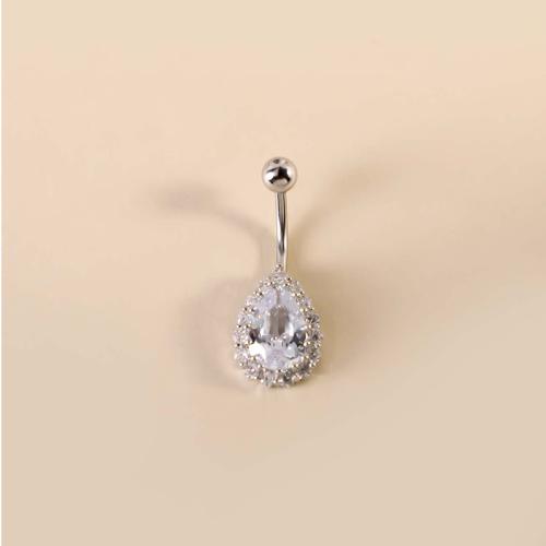 Stainless Steel Belly Ring 304 Stainless Steel plated Unisex & micro pave cubic zirconia Sold By PC