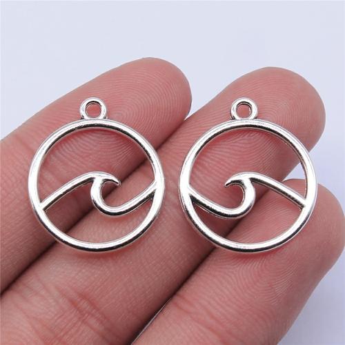 Zinc Alloy Pendants Round plated DIY Sold By PC