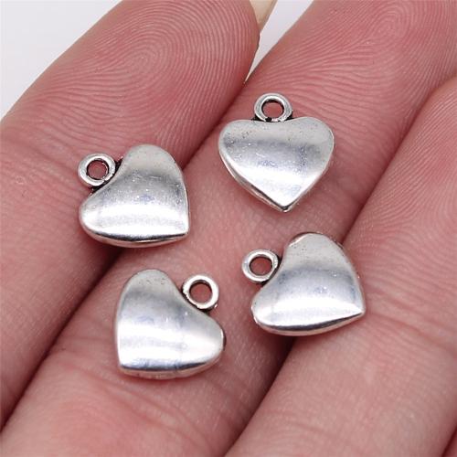 Colgantes de Aleación de Zinc en Forma de Corazón, chapado en color de plata antigua, Bricolaje, 12x10mm, Vendido por UD