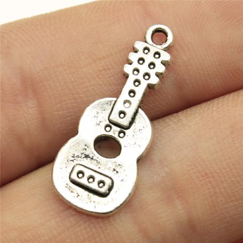 Musical Instrument Shaped Zinc Alloy Pendler, Guitar, forgyldt, du kan DIY, flere farver til valg, 26x11mm, Solgt af PC