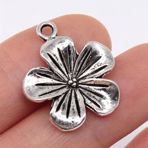 Zinc Alloy Flower Pendler, antik sølv farve forgyldt, du kan DIY, 23x20mm, Solgt af PC