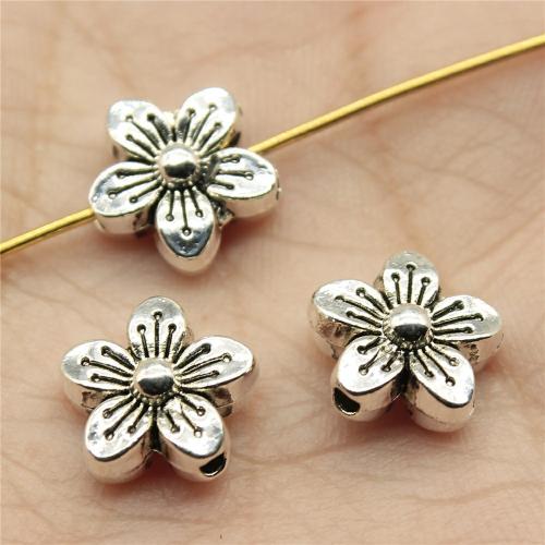 Zinklegering Flower Kralen, Zinc Alloy, Bloem, antiek zilver plated, DIY, 10x10x5mm, Verkocht door PC