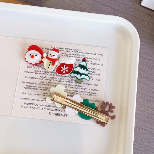 Christmas Hair Clip Resin with Zinc Alloy handmade Christmas Design & for woman 70mm Sold By PC