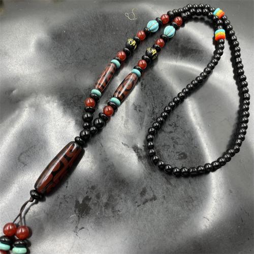 Cadena Suéter, Ágata Tibetana, con Cuentas de vidrio & Acrílico, Joyería & unisexo, más colores para la opción, longitud aproximado 70 cm, Vendido por UD