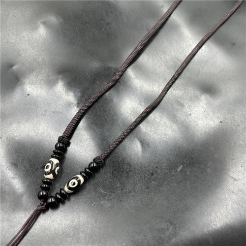 Sweater Chain Necklace Tibetan Agate with Knot Cord fashion jewelry & Unisex coffee color Length Approx 75 cm Sold By PC