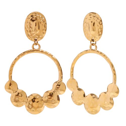 Boucle d'oreille de gaujon en acier inoxydable, Acier inoxydable 304, Plaqué or 18K, bijoux de mode & pour femme & creux, doré, 61.90x37mm, Vendu par paire