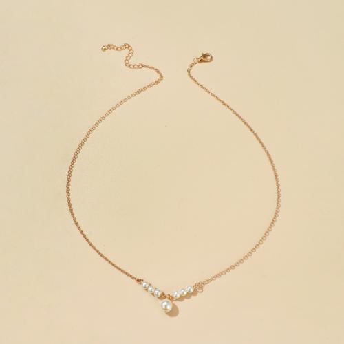 Zinc Alloy Jewelry Necklace with Plastic Pearl fashion jewelry & for woman Length Approx 45 cm Sold By PC