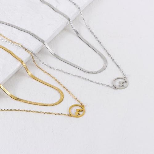 Stainless Steel Jewelry Necklace 304 Stainless Steel with 5cm extender chain Double Layer & fashion jewelry & for woman Length Approx 40 cm Approx 44 cm Sold By PC