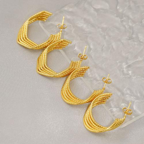 Stainless Steel Stud Earrings 304 Stainless Steel 18K gold plated fashion jewelry & for woman golden Sold By Pair