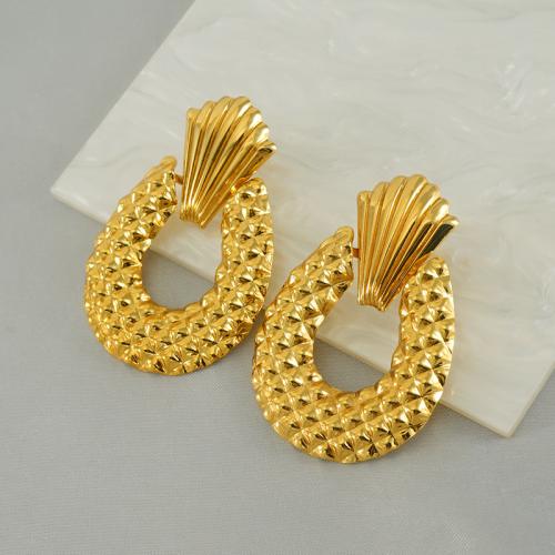 Roestvrij staal Stud Earrings, 304 roestvrij staal, 18K verguld, mode sieraden & voor vrouw, gouden, 52x35mm, Verkocht door pair