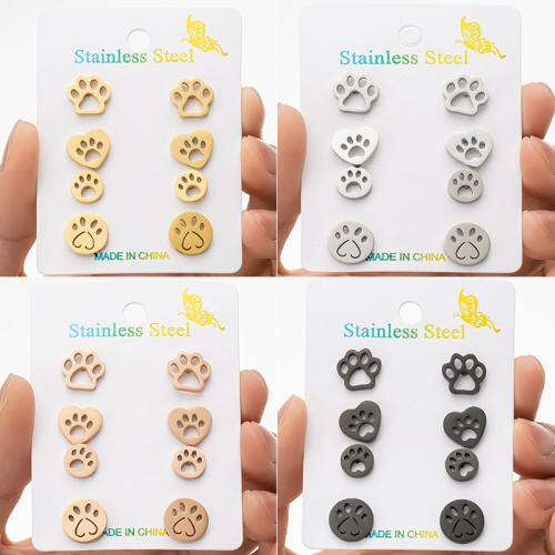 Stainless Steel Stud Earrings 304 Stainless Steel Claw Vacuum Ion Plating fashion jewelry & for woman Sold By Set