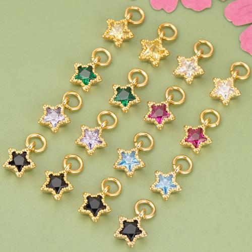 Brass Jewelry Pendants with Cubic Zirconia Star plated DIY nickel lead & cadmium free Sold By PC