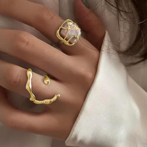 Zinc Alloy Finger Ring with Plastic Pearl plated 2 pieces & fashion jewelry nickel lead & cadmium free Sold By Set