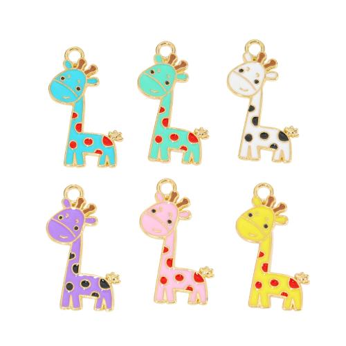 Emaille hangers met zink legering, Zinc Alloy, Giraffe, plated, DIY & glazuur, meer kleuren voor de keuze, nikkel, lood en cadmium vrij, 27x17x1.10mm, 300pC's/Bag, Verkocht door Bag