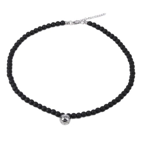 Collier de bijoux en acier inoxydable, Acier inoxydable 304, avec Abrazine Stone, avec 5cm chaînes de rallonge, bijoux de mode & pour homme, noire, Longueur 45 cm, Vendu par PC