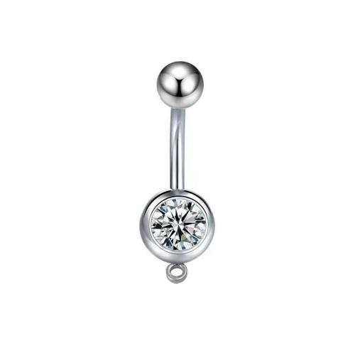 Rustfrit stål Belly Ring, 304 rustfrit stål, Unisex & forskellige stilarter for valg & Micro Pave cubic zirconia, flere farver til valg, Solgt af PC