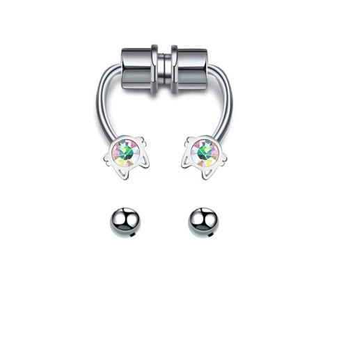 Stainless Steel Nose Piercing Jewelry 304 Stainless Steel with Magnet & Plastic Pearl Unisex & micro pave cubic zirconia & enamel Sold By PC