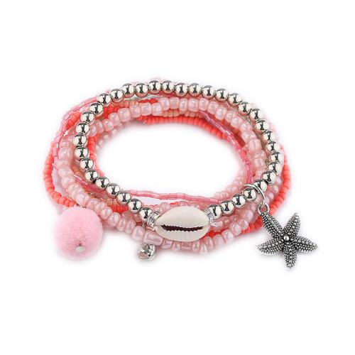 Zinklegering armbandkettingen, Zinc Alloy, met Glazen kralen & Seedbead & Pluche, micro pave zirconia & voor vrouw, meer kleuren voor de keuze, Lengte Ca 16 cm, 10sets/Bag, Verkocht door Bag