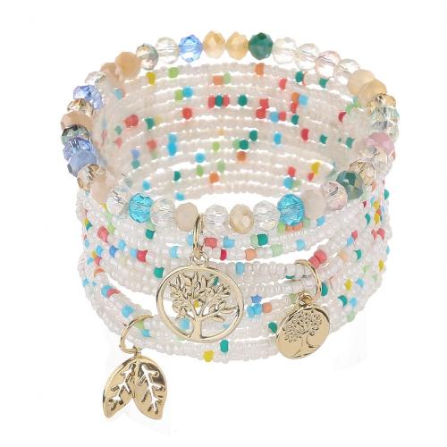 Zinc Alloy Bracelet with Glass Beads & Seedbead & Crystal & Plastic Pearl & for woman Sold By Set