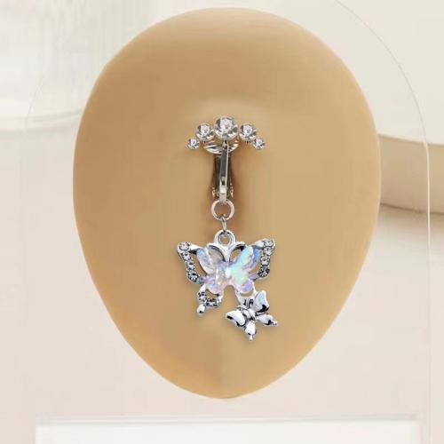 Belly Ring Ottone, with pietra preziosa & lega in zinco, unisex & stili diversi per la scelta & Micro spianare cubic zirconia & smalto, nessuno, Venduto da PC