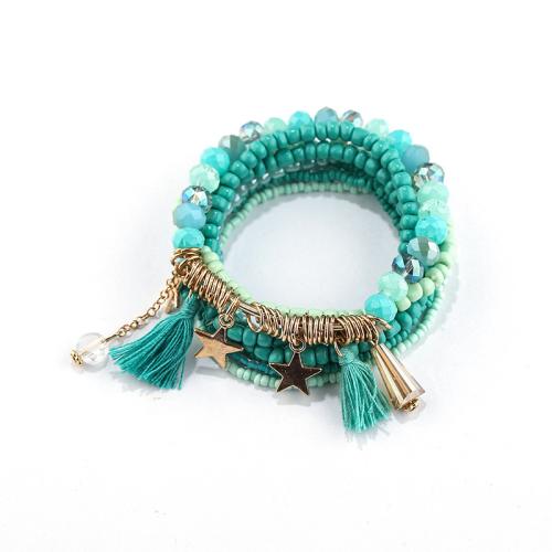 Zinc Alloy Bracelet with Glass Beads & Seedbead & Crystal folk style & for woman Sold By Bag