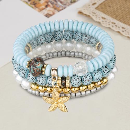 Zinc Alloy armbånd, med Seedbead & Krystal & Plastic Pearl, håndlavet, folk stil & for kvinde, blandede farver, Solgt af sæt