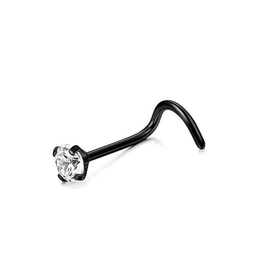 Nerezová ocel Nose Piercing šperky, 304 Stainless Steel, unisex & micro vydláždit kubické zirkony, více barev na výběr, Prodáno By PC