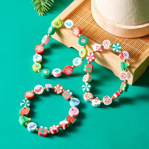 Christmas Holiday Bracelet Zinc Alloy with Polymer Clay plated & for woman nickel lead & cadmium free Sold By PC