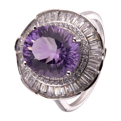 925 Sterling Silver Cuff Finger Ring with Gemstone platinum plated & for woman US Ring Sold By PC