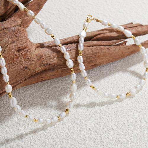 925 Sterling Silver Bracelet and Necklace with Freshwater Pearl gold color plated & for woman Sold By PC