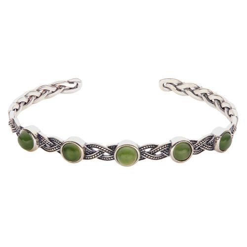 925 Sterling Silver Cuff Bangle with Gemstone vintage & for woman Inner Approx 60mm Sold By PC