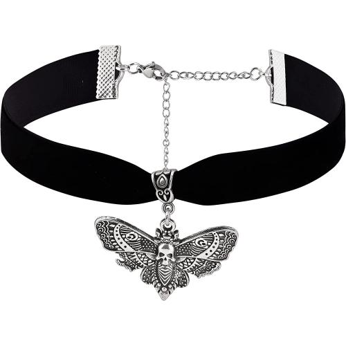 Ожерелье Мода Choker, цинковый сплав, с Velvet, с 7cm наполнитель цепи, Хэллоуин дизайн & ювелирные изделия моды & Женский, черный, длина Приблизительно 32 см, продается PC