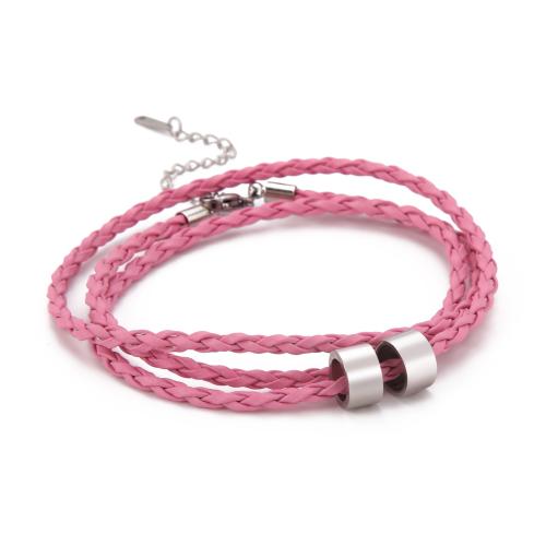 Leather Cord Bracelet Zinc Alloy with leather cord with 5cm extender chain fashion jewelry & Unisex Length Approx 18 cm Sold By PC