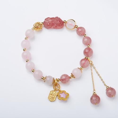 Quarz Armbänder, Strawberry Quartz, handgemacht, Modeschmuck & für Frau, Länge ca. 14-16 cm, verkauft von PC