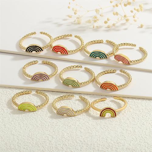 Anillo de dedo de latón, metal, chapado en color dorado, para mujer & esmalte, más colores para la opción, libre de níquel, plomo & cadmio, Vendido por UD