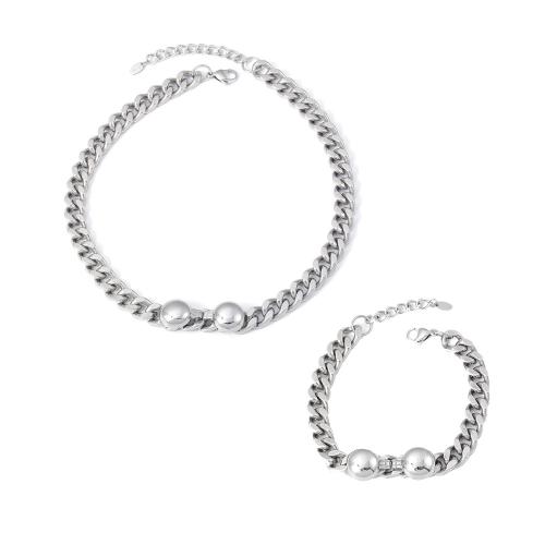 Fashion Stainless Steel Jewelry Sets 304 Stainless Steel plated fashion jewelry & for woman original color Sold By PC