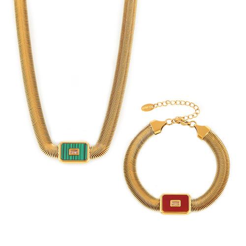 Sets de Joyas, Partículas de acero, con Piedra de vidrio, chapado en color dorado, diferentes materiales para la opción & diferentes estilos para la opción & para mujer, Vendido por UD