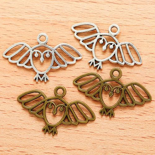 Zinc Alloy Animal Pendler, Owl, forgyldt, du kan DIY, flere farver til valg, 27x15mm, 100PC/Bag, Solgt af Bag