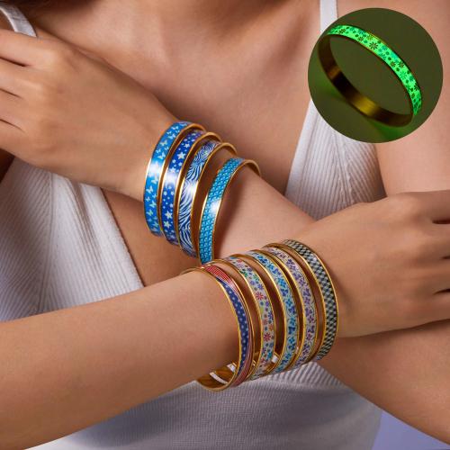 Stainless Steel Bangle 304 Stainless Steel Vacuum Ion Plating & for woman & luminated & enamel Sold By PC