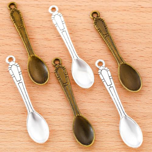 Cink Alloy Privjesci, Spoon, pozlaćen, možete DIY, više boja za izbor, 54x11mm, 100PC/Torba, Prodano By Torba