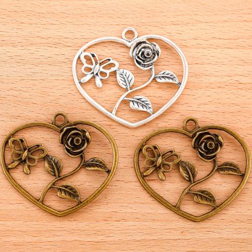 Zinc Alloy Heart Pendler, forgyldt, du kan DIY, flere farver til valg, 54x48mm, 100PC/Bag, Solgt af Bag