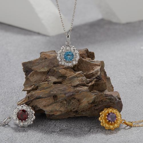 925 Sterling Silver Jewelry Set with Gemstone Flower & for woman Sold By PC