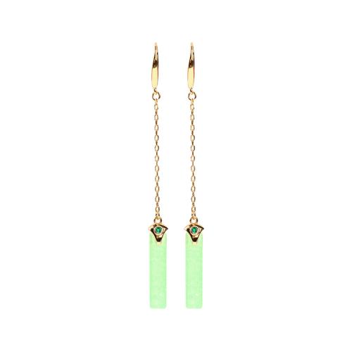 Brass Drop Earring with Jade fashion jewelry & for woman green Sold By Pair