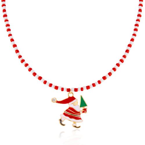 Christmas Necklaces Zinc Alloy with Seedbead with 5cm extender chain Christmas Design & fashion jewelry & for woman Length Approx 40 cm Sold By PC